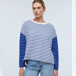 Madewell Easy Long-Sleeve Rugby Tee in Contrasting Stripe XS